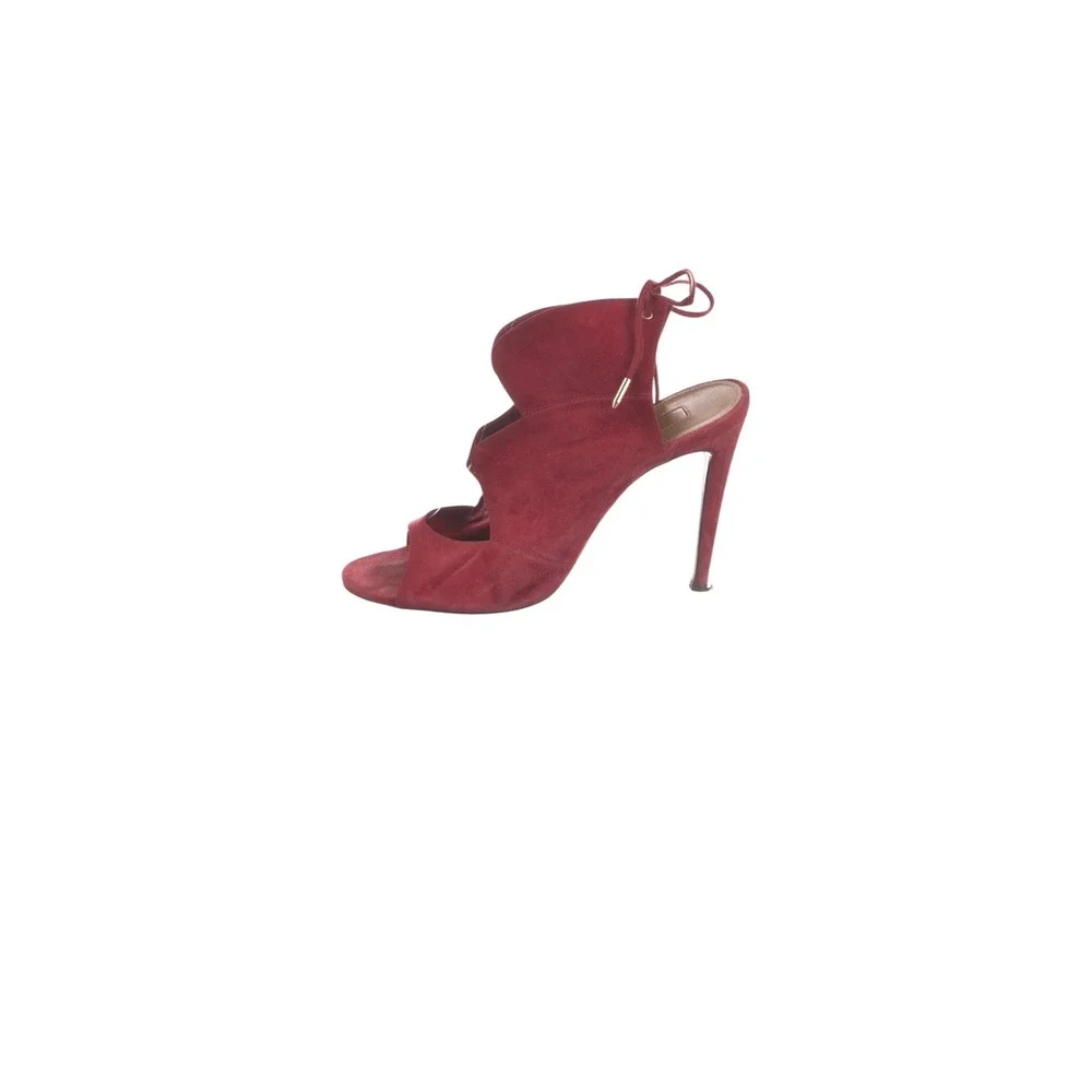 Aquazzura Suede Cutout Accent Slingback Sandals Red Women 10 IT 40 Good Stiletto - Picture 2 of 6
